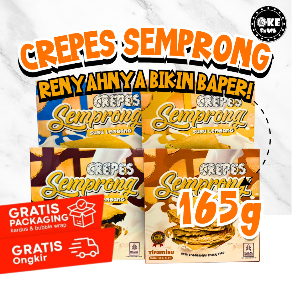 

Crepes Semprong Crispy Crunchy Aneka Rasa Coklat Tiramisu Susu Taro Greentea Keju Strawberry
