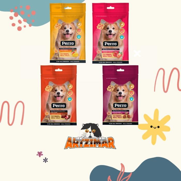

Snack Anjing Perro Chewy Stick For All Breeds 70gr - Cemilan Anjing All Life Stage - Beef