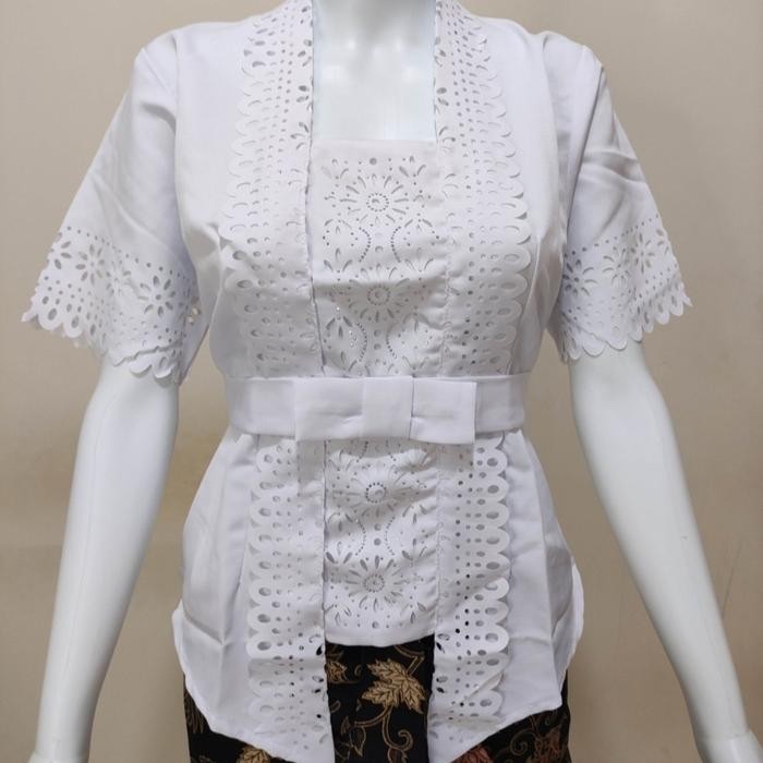 

Atasan Kebaya Kutu Baru Wanita Dewasa Modern Mewah Bahan Baloteli Laser Cut Cantik Lengan Pendek Aneka Warna | Baju Wisuda Moderen Elegan Acara Pesta Kondangan Tunangan Akad Nikah Kekinian Naomi - Putih Cerah, M