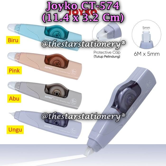 

(1 Biji) Correction Tape JOYKO CT-574 (6Mx5mm) / Pita Koreksi Correction Tape Joyko CT-574 (1 Biji)
