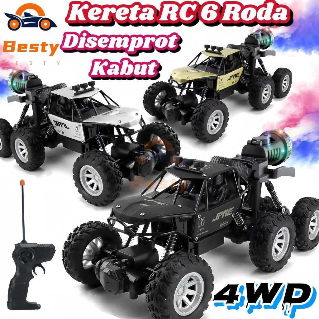 Besty Mainan Mobil Remote Control Off-Road 6 Roda Spray 4WD Alloy Material Remote Kontrol Car