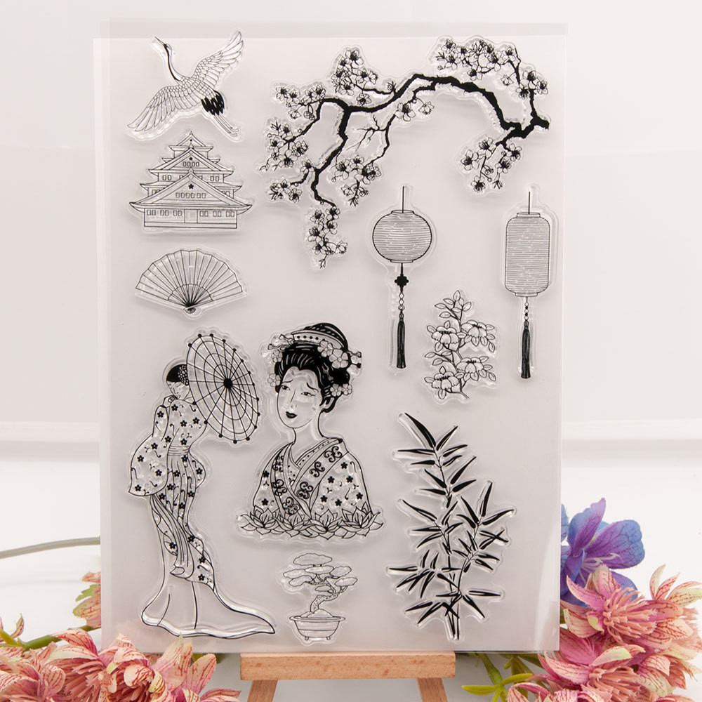 

Japanese kimono Clear Stamps and Metal Cutting Dies for DIY Scrapbooking Crafts Dies Cut Card Make Photo Album Sheet Decor