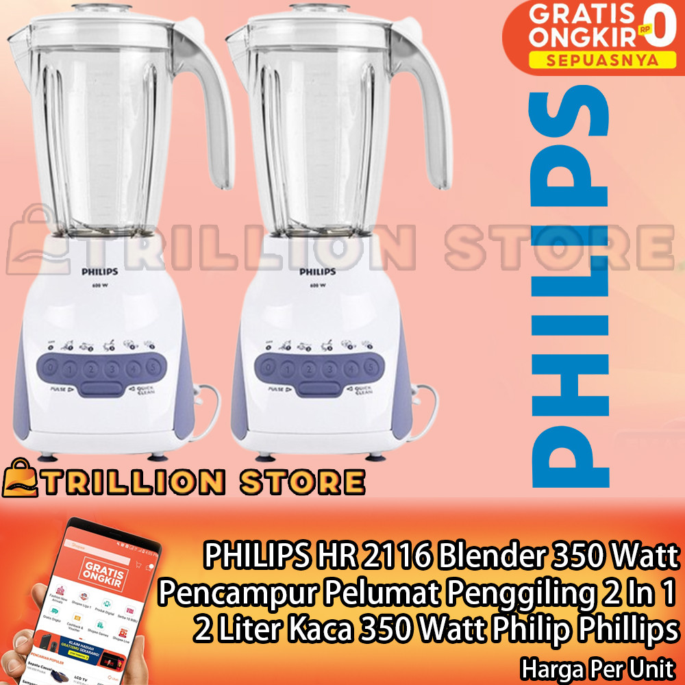 Philips Belender Jus Penghancur Buah Sayur Blender Pencampur Pelumat Penggiling 2 In 1 Hr 2116 Hr211