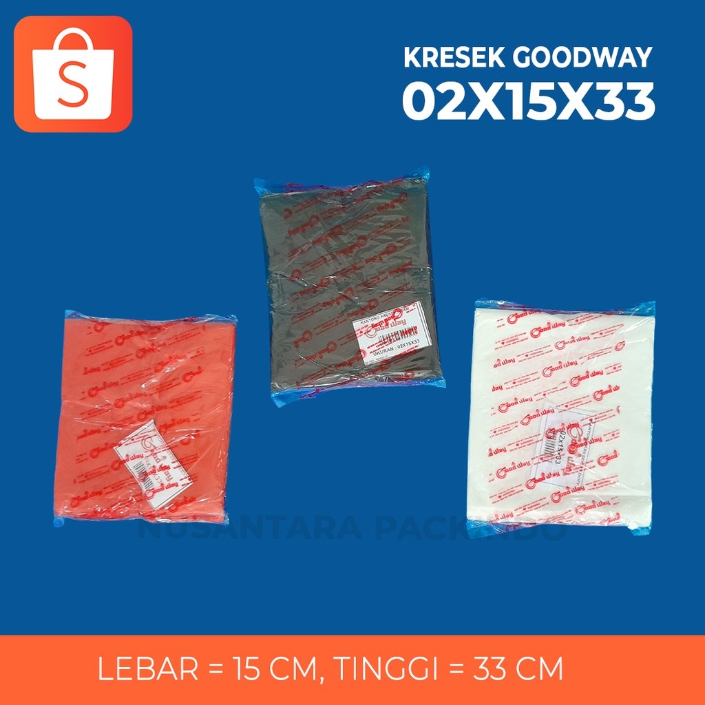 Kantong Kresek Goodway 02x15x33 Putih Hitam Merah / Kresek Pack Isi 50 Pcs