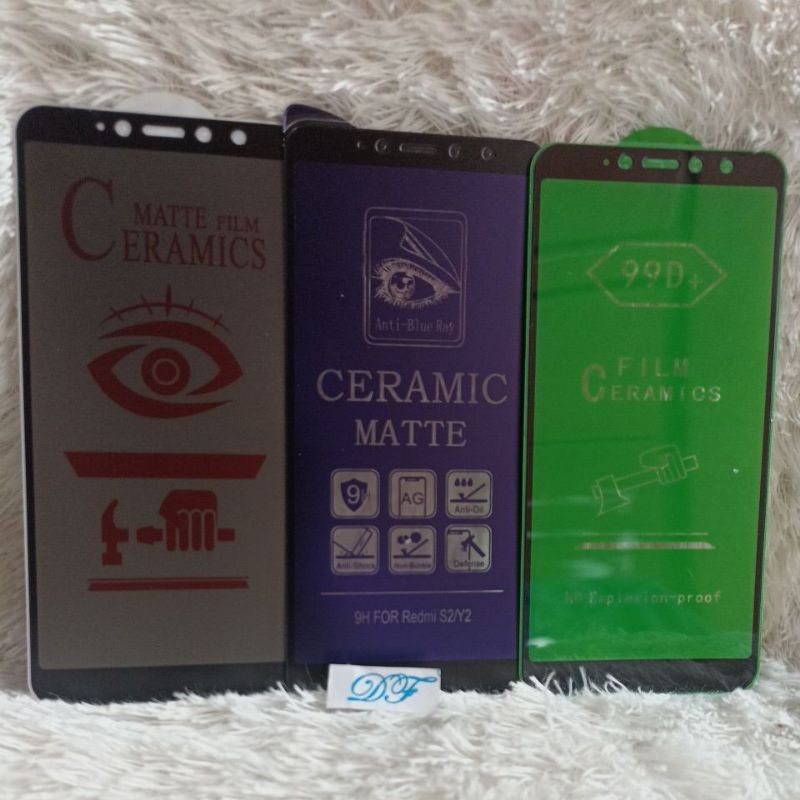 TG Anti gores Xiaomi Redmi S2 Redmi Y2 Anti gores ceramic matte blue spy bening full layar tidak pec