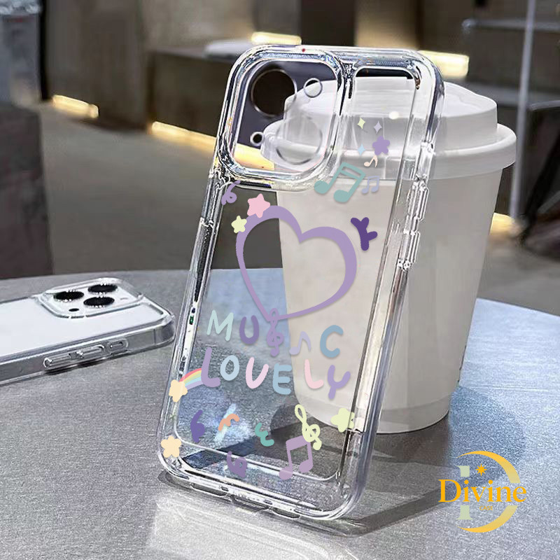 Casing IPhone Pelangi ungu cinta TPU Soft Transparan Phone Case untuk IPhone 11 12 13 14 15 Pro Max 