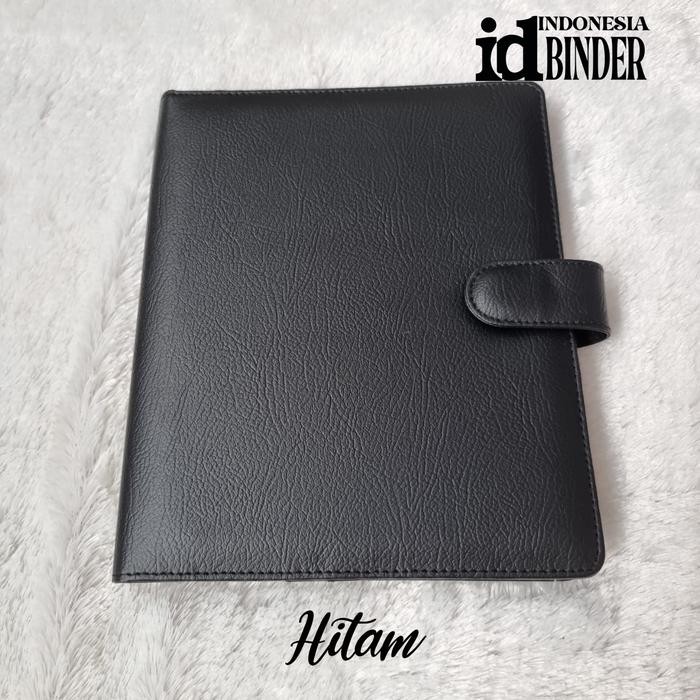 

【YANA-M】DISKON!!! BINDER POLOS KULIT JERUK SIZE A5 (RING 6) - Hitam