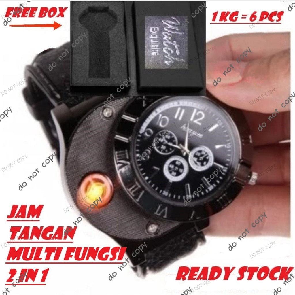 Jam Tangan Pria Analog Korek Elektrik USB Api Rokok