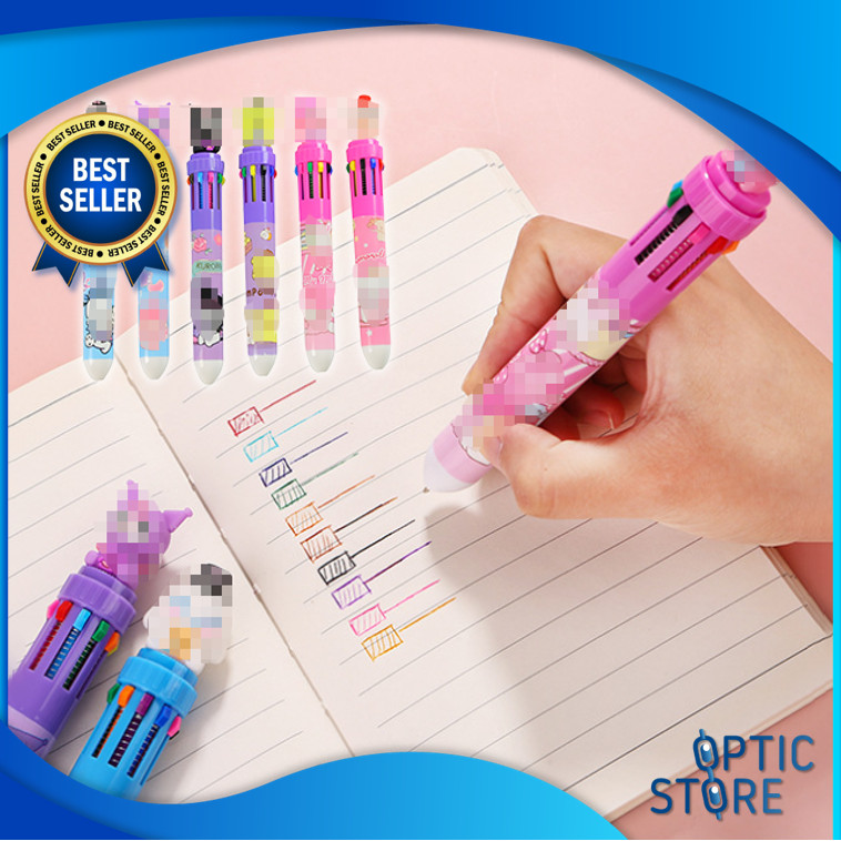 

OPTIC S5685 Bulpen Gel Motif Pena Ballpoint Sekolah Lucu Pena Gel 10 Warna Pulpen Gel Mekanik 10 Warna