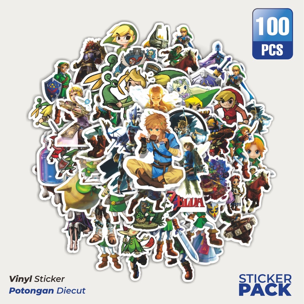

Stiker Vinyl Stiker Kartun The Legend of Zelda [Legenda Zelda] Waterproof Aesthetic- Untuk Laptop, Motor, dan Helm - Paper Stationery Pack