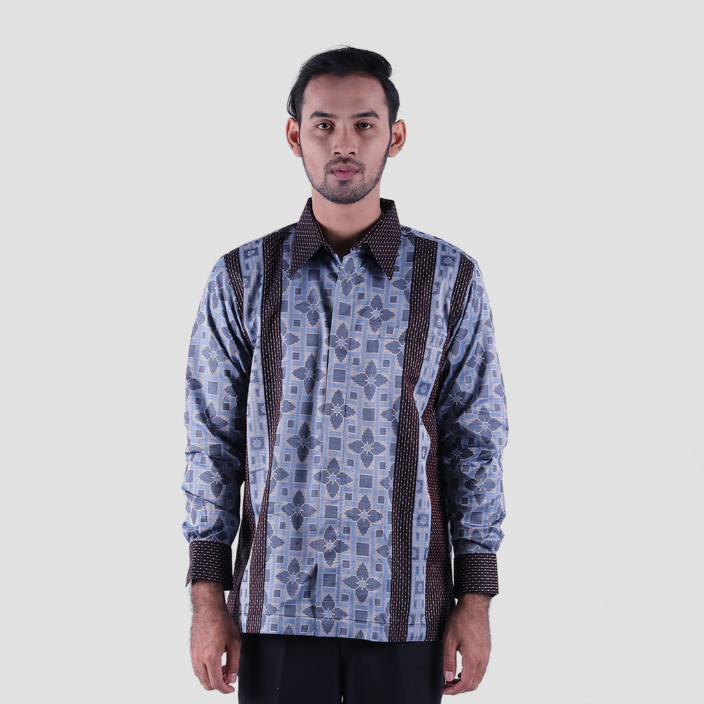 Baju Batik BHS Excellent Warna Biru Putih
