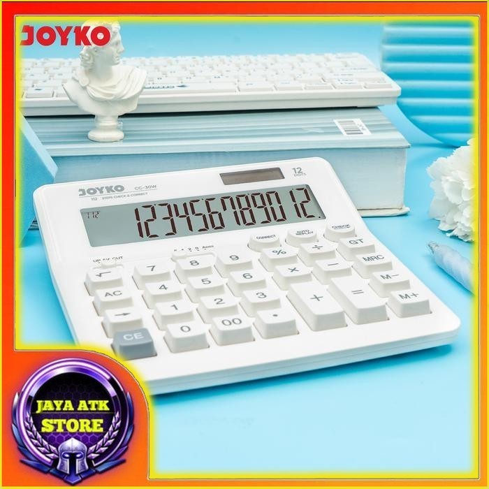 

Joyko Calculator Kalkulator CC-30W 12 Digits Check Correct Warna Putih