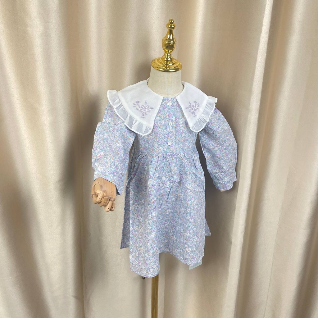 [73790] Dress Bunga Ungu Lavender Gaun Moxmo Lengan Panjang 1-6 Tahun