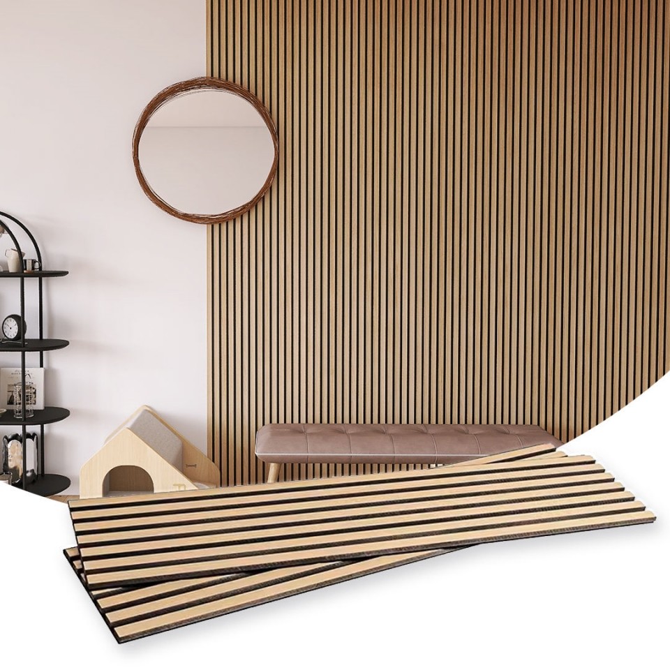 

Seninpanel Decorative 3D Oak Wall Panels Sound Absorbing Wooden Slat Acoustic Panel