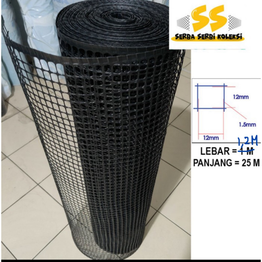 Kawat Jaring Plastik HDPE bentuk kotak 1/2 inch per ROLL (PRODUK BARU LEBIH TEBAL)