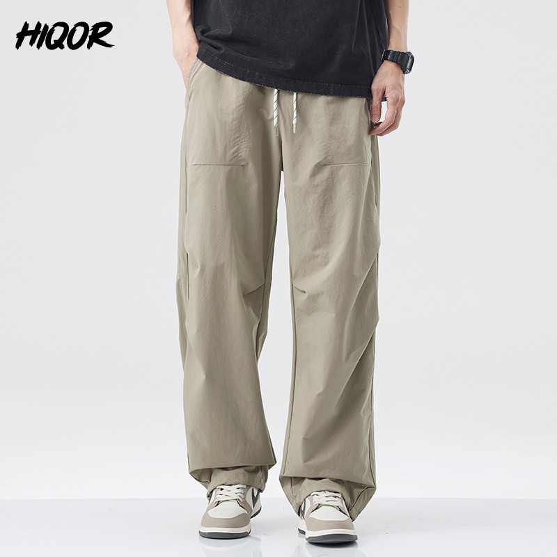 HIQOR Men's Summer Pants Thin Outdoor Pants Men Baggy Straight Hiking Trousers Man Casual Breathable