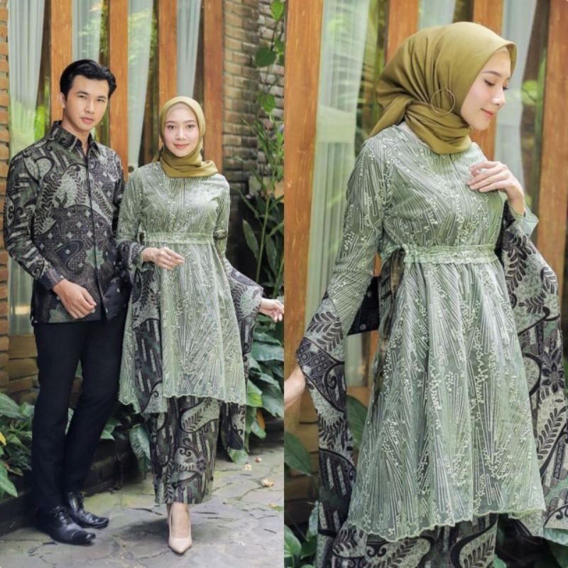 Batik Brokat Kebaya Couple Modern, Kebaya Tunangan Lamaran, Kebaya Wisuda, Kebaya Kondangan Lidya