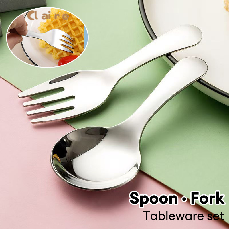 Sendok Garpu Anak Stainless Set / Sendok Set Anak Stainless/Sendok Garpu Anak Pegangan Pendek Sendok