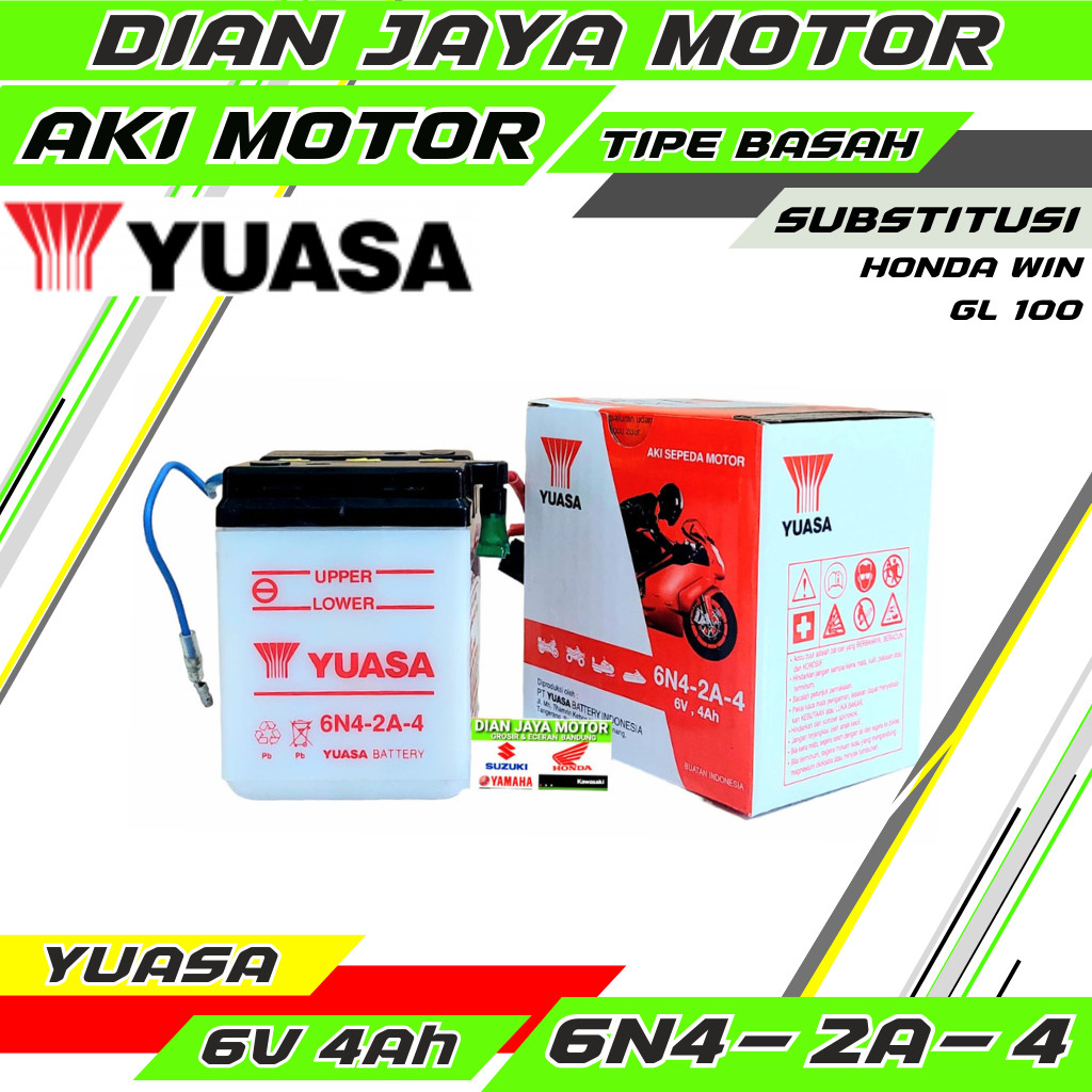 AKI GL PRO NEOTECHACCU BATTREY BATERAI YUASA 6N4-2A-4 HONDA WIN 100  6V. 4AH ORIGINAL