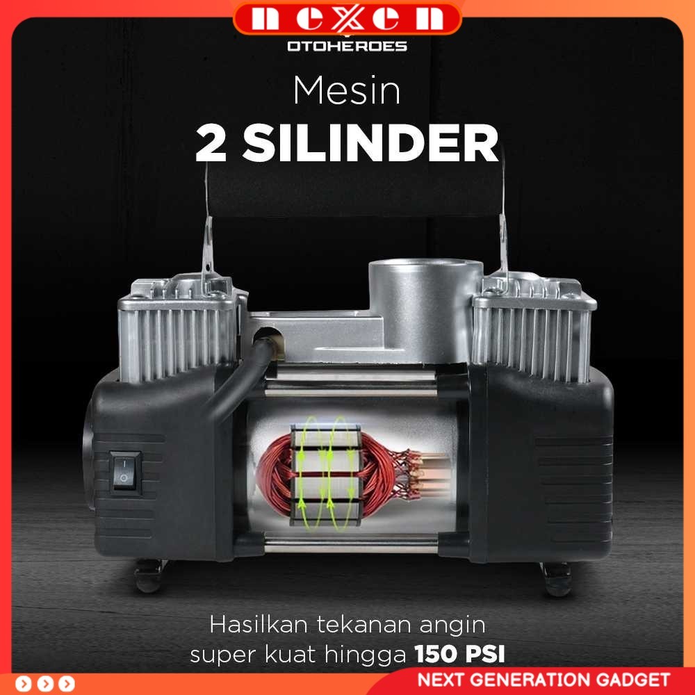 Pompa Ban Compressor Double Cylinder 12V 150 PSI - 628-4X4