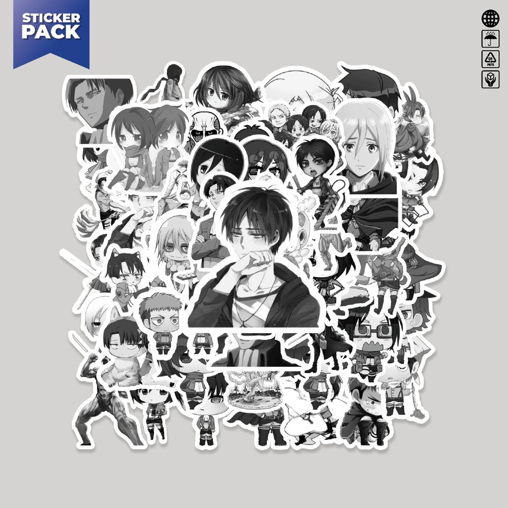 

[100PCS]Stiker Pack Stiker Anime ATTACK ON TITAN BNW Aesthetic Vinyl Anti Air Dekorasi Sticker Laptop Buku Journal Koper Helm Casing HP Gitar Helm Skateboard