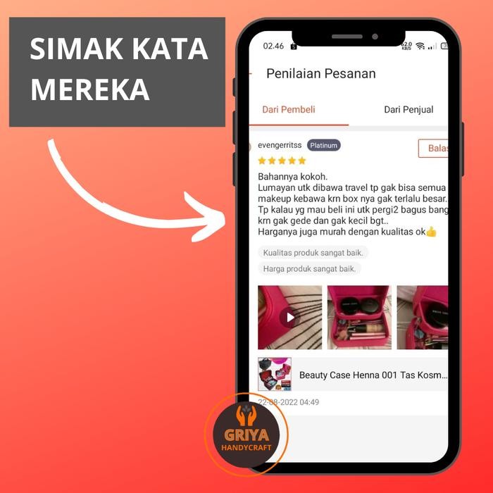 Promo BeautyCase Henna Kotak Kosmetik Bahan Premium Plus Kaca Cermin Kulit PU koper beauty case box 