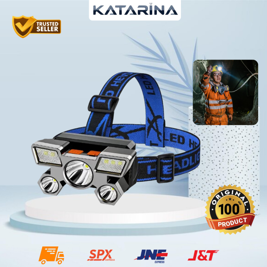 SENTER KEPALA MINI 5 LED - HEADLAMP USB CHARGER - HEADLAMP CAMPING MANCING OUTDOOR USB Lampu TERANG