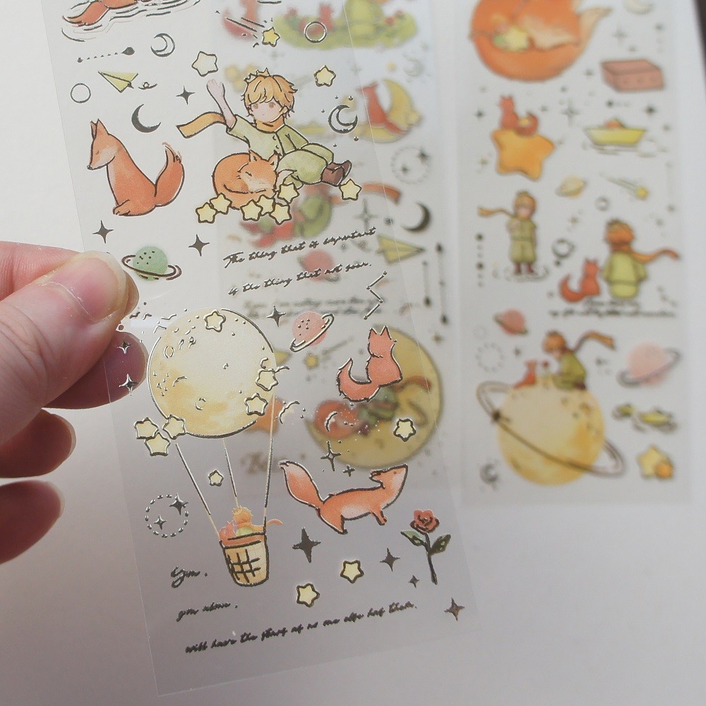 

3 Sheet Gold Prince Rose Fox PVC Sticker Design Gift Tag Seal Decoration Scrapbooking DIY Sticker