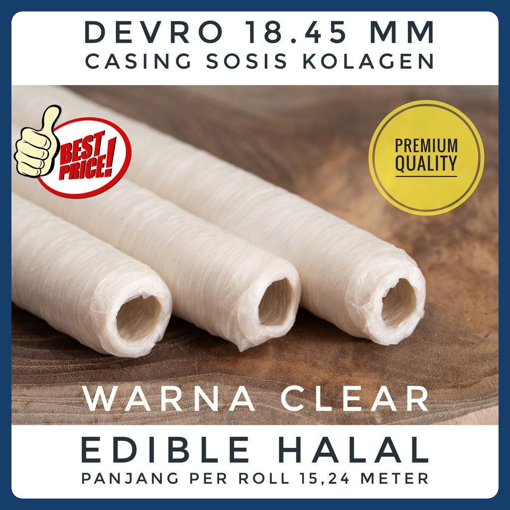 

18.45 mm CLEAR - Casing Kulit Selongsong Sosis Kolagen Collagen Colagen Edible Halal Food Grade