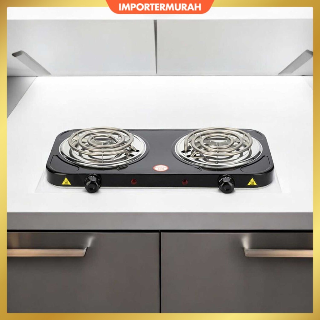 Kompor Listrik 2 Tungku Adjustable 5 Gear Coil Hot Plate 2000W - JX-2020B