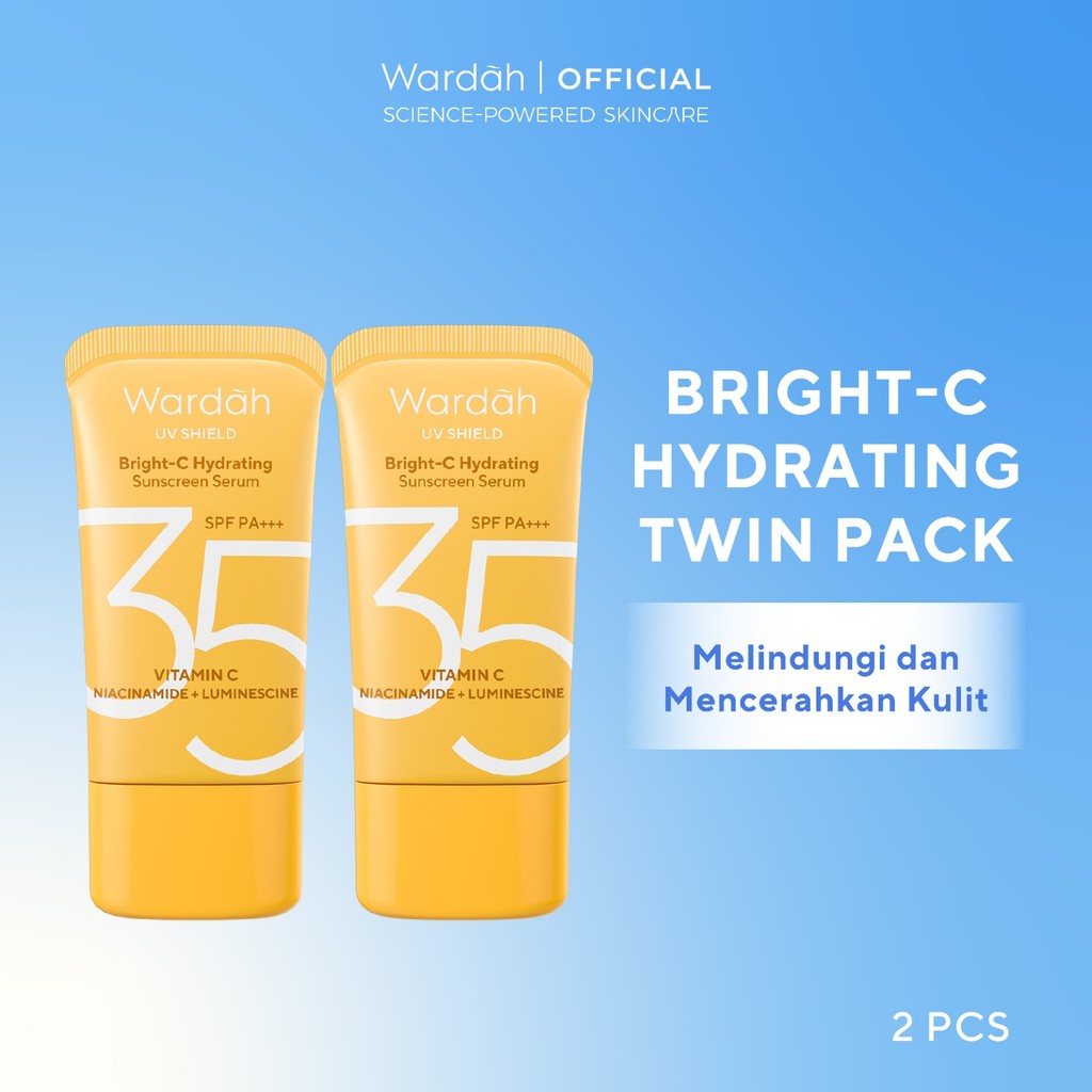 Wardah Sunscreen UV Shield Acne Calming Serum SPF 35 PA+++, Bright-C Hydrating Serum SPF 35 PA+++, A