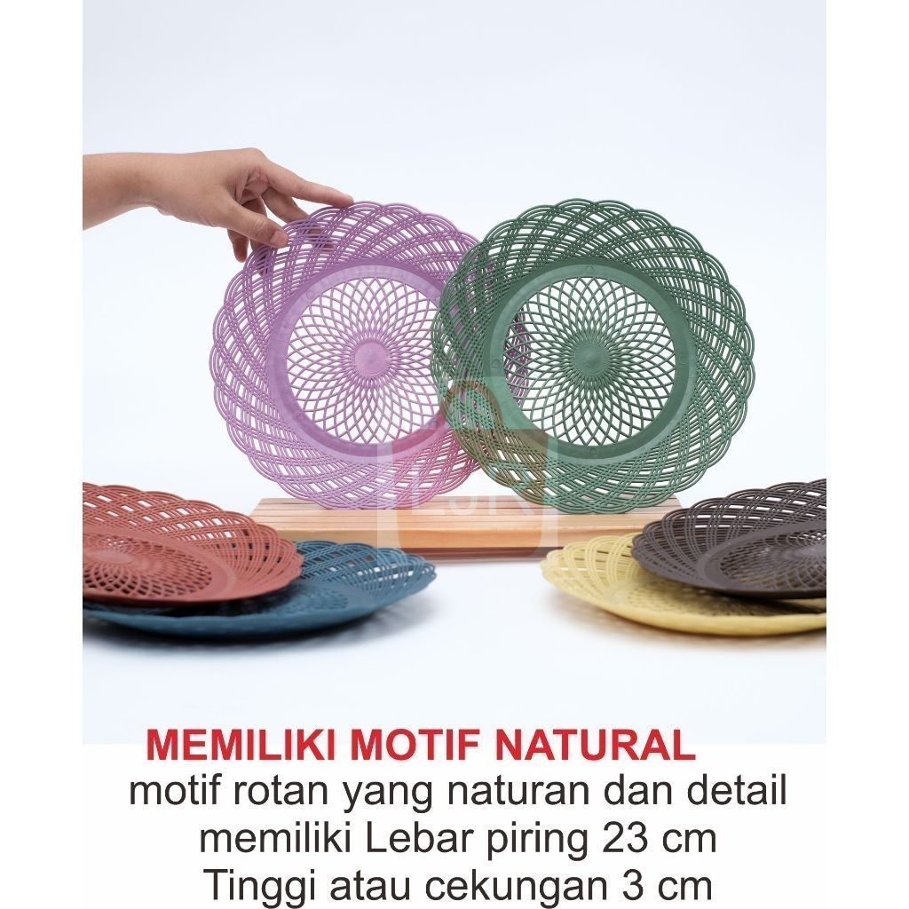 LJR 10 lusin LJR Paket hemat Piring anyaman rotan Plastik 120 PCS  piring plastik / piring anyam