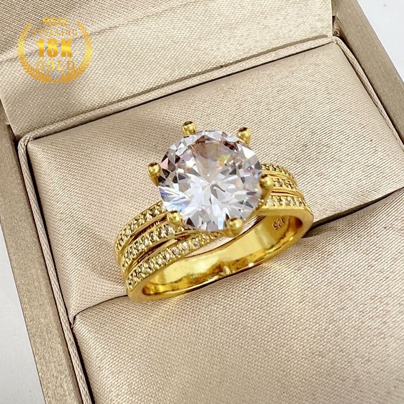 Cincin Berlian Penuh Emas 18k