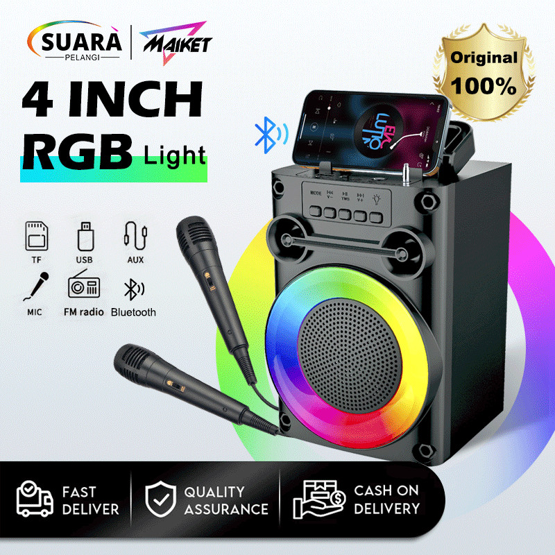 【PRO BASS】MAIKET Speaker Bluetooth Karaoke Protable Super Bass with MIC Polytron Besar Original Mini