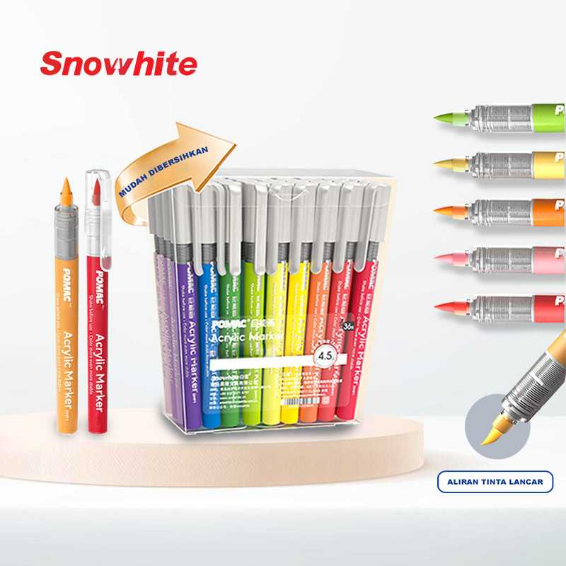

SNOWHITE Marker Acrylic 24/36/48 Warna Spidol DIY Painting Pena Akrilik Drawing Warna Direct Ink MW006