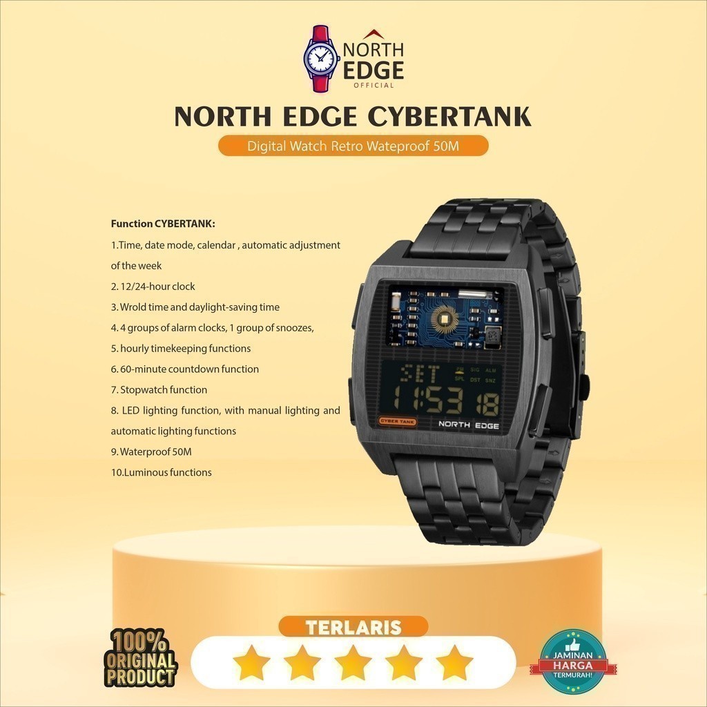 NORTH EDGE CYBERTANK CYBER TANK Digital Watch Retro Wateproof 50M