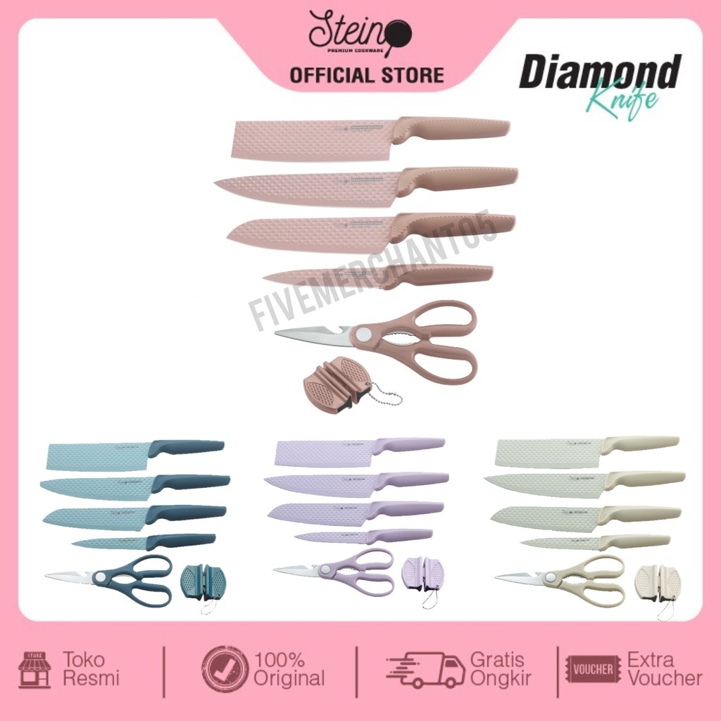 Pisau Set Steincookware Knives Set 6 in 1 Diamond Pisau Stein Knifes Set Steincookware Pisau Stein C