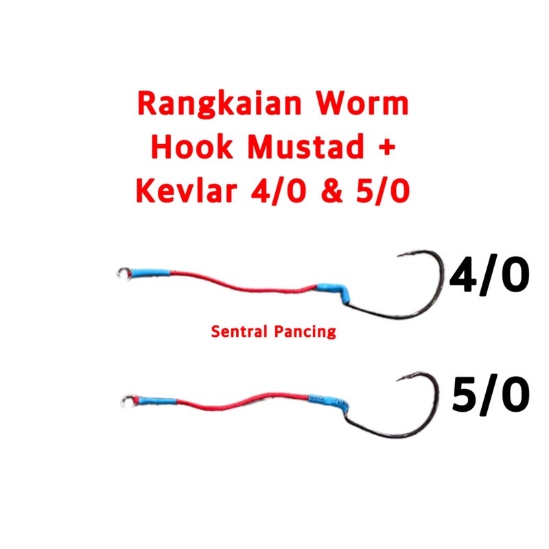Rangkai Rakit Kevlar Worm Hook Mustad Baby Ozmy Silencer 4/0 5/0 6/0