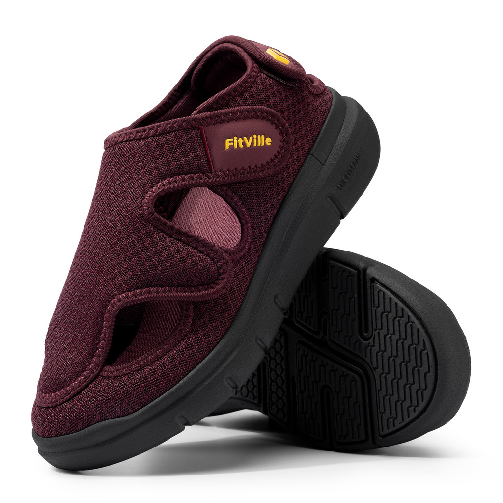 FitVille Women's Sandal Extra Wide Width Swollen Feet Walking Shoes with Adjustable Strap for Planta