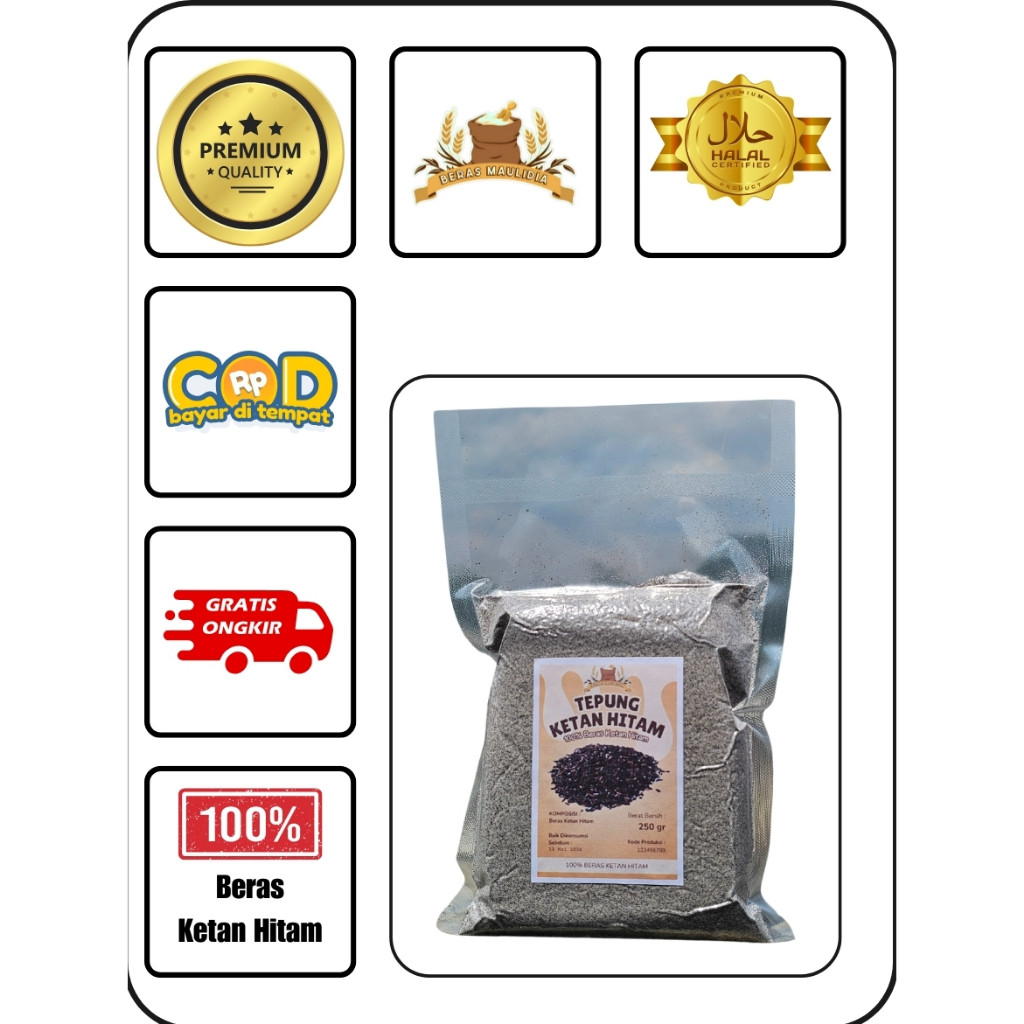 

Tepung Ketan Hitam Premium 100% Beras Ketan Hitam kemasan 250gr