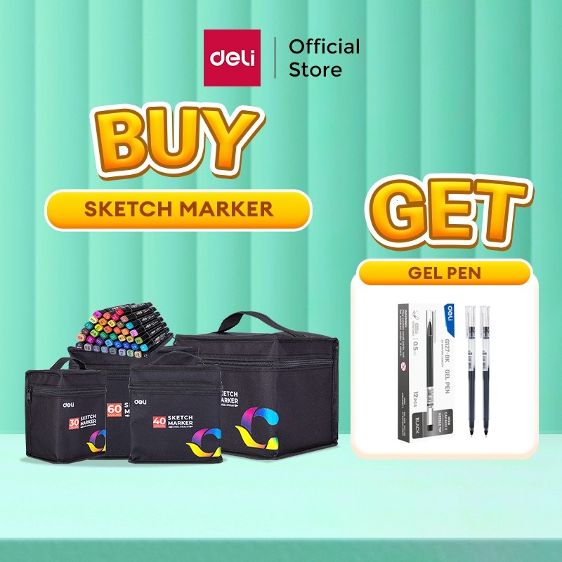 

Jaje.store Deli Sketch Marker 2 Tip E70806 - Warna Solid 30-80 Warna