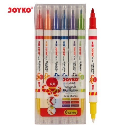 

JOYKO MAGICAL HIGHLIGHTER PENANDA BERWARNA HL-68-6 6 PCS DOUBLE WARNA WARNI MIX PASTEL LUCU FANCY GROSIR ATK MURAH PREMIUM