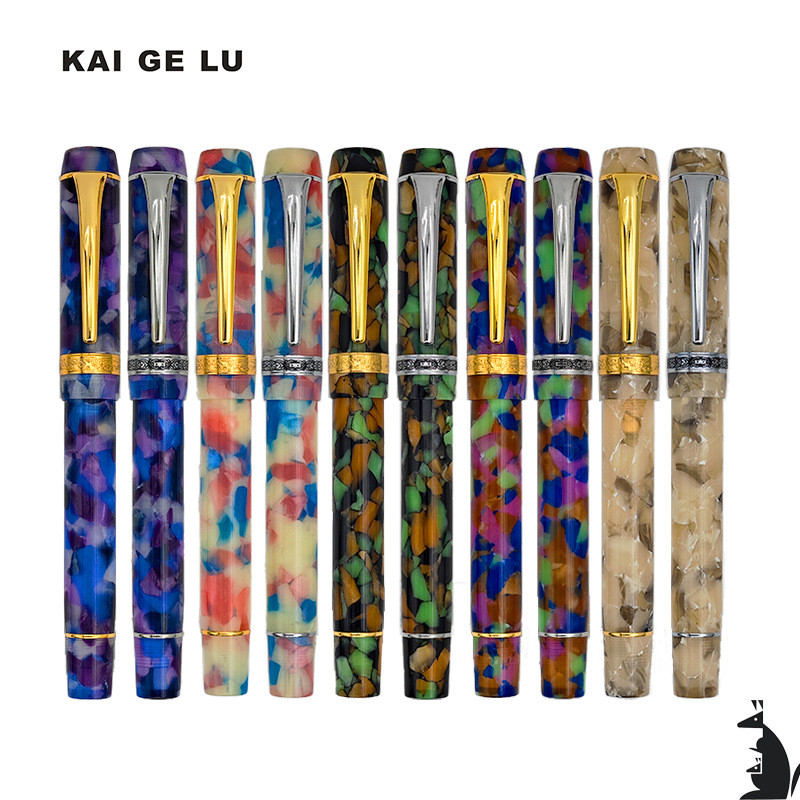 

Kaigelu Luxury Acrylic Fountain Pen Century Big Tofu Gold-plated Pen Tip Gold/silver Clip Business Writing Giift Pen