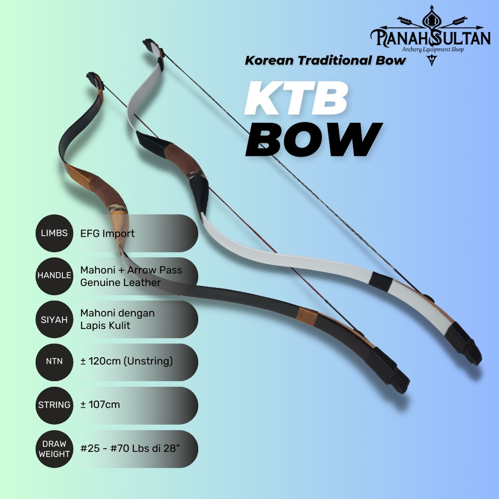 busur ktb bending 25–70 lbs – korean traditional bow fiberglass elegan kuat akurat cocok latihan dan