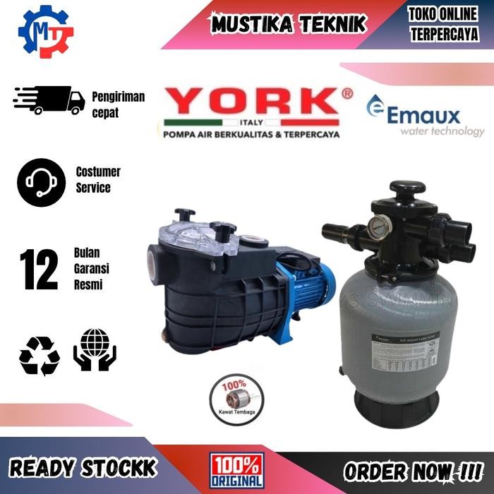 Mesin Pompa Air Kolam Renang 1 HP York Italy Sand Filter Emaux V350