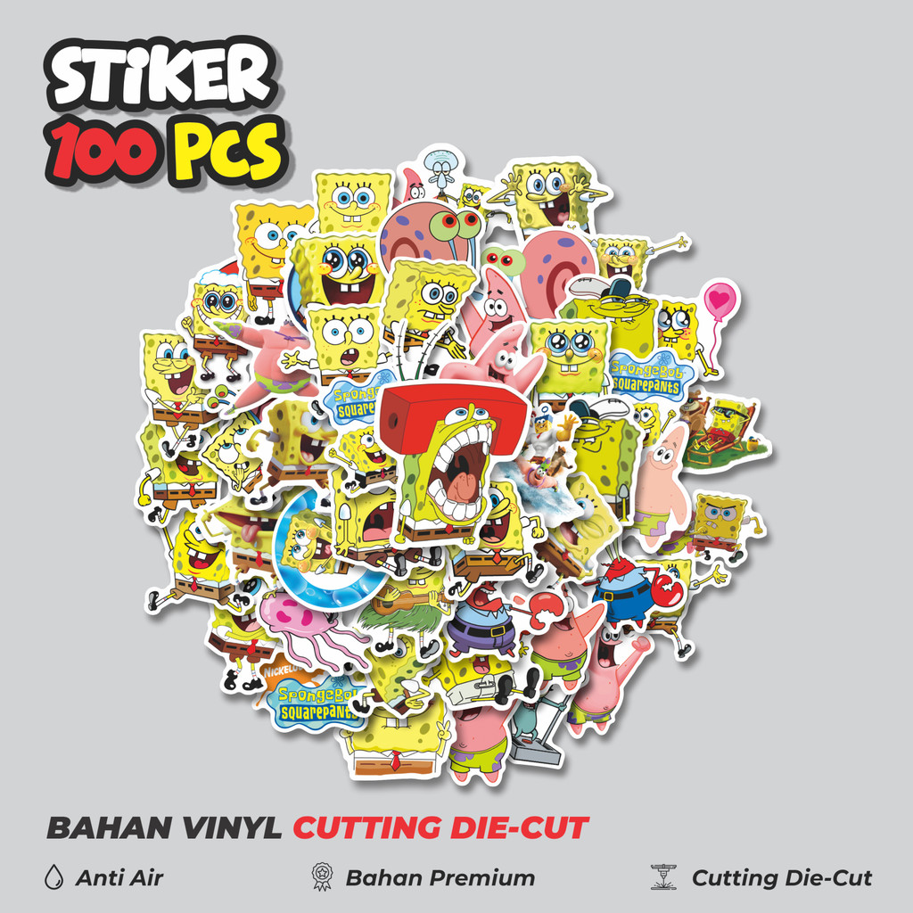

Terbaru! 50 pcs Sticker Kartun SpongeBob SquarePants Dekorasi Lucu Kreatif untuk Notebook, Skateboard, HP