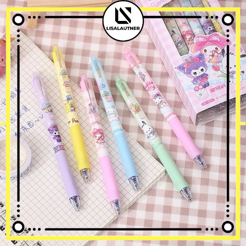 

12pcs (1 lusin) pulpen sekolah anak / bolpoin labubu pulpen sanrio labubu pulpen sekolah anak karakter viral pulpen cewek cowok