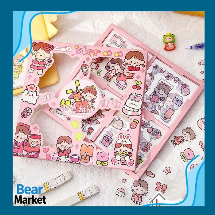 

BEAR 100 Lembar Stiker Set Kartun Motif Lucu Scrap Book Part 1 - Holiday Blue