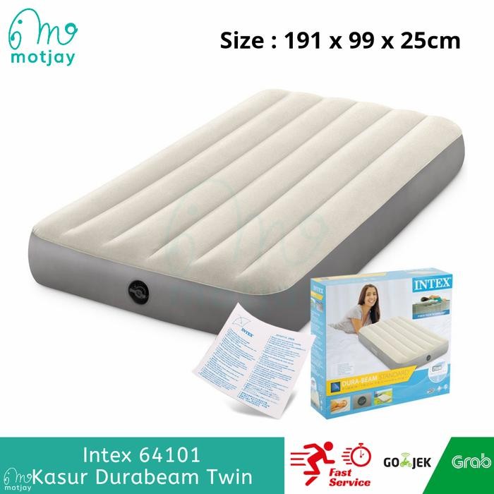 Kasur Angin Intex Durabeam Cream Twin Intex 64101 - Warna Biru64757, +Pompa Elektrik