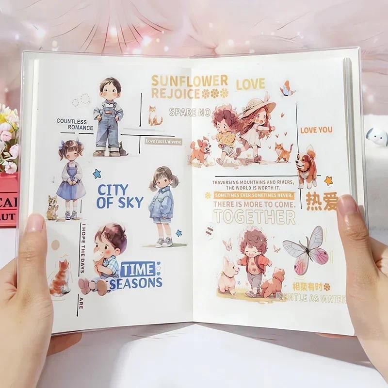 

15sheets Writing Background PET Stickers Supplies Childhood Series Character Cute Decoration Reading Character Alien 126*85mm